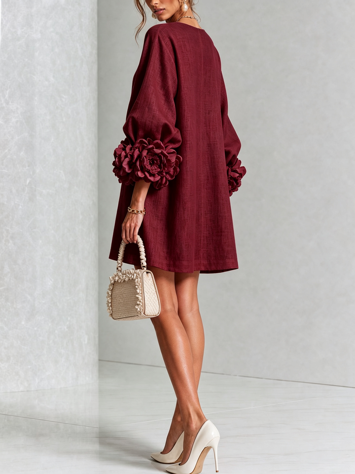 Boryana Colorful Mini Dress with Statement Ruffled Cuffs 37