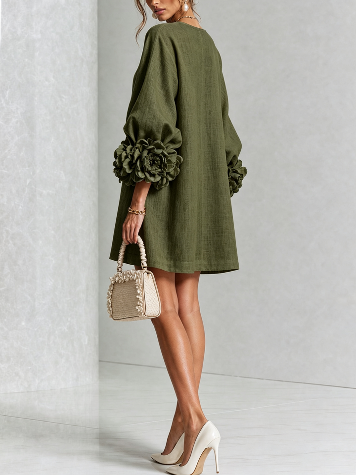 Boryana Colorful Mini Dress with Statement Ruffled Cuffs 9