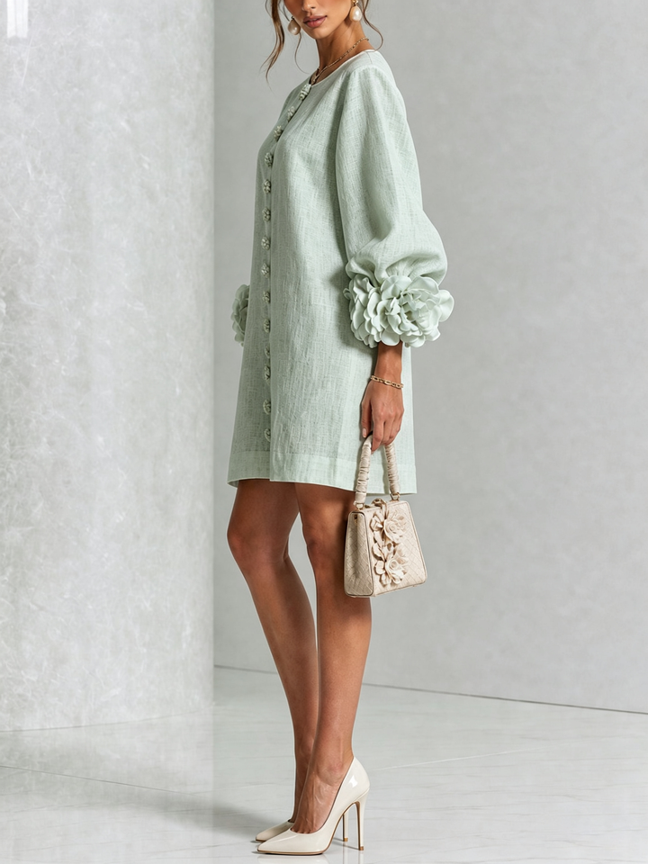 Boryana Colorful Mini Dress with Statement Ruffled Cuffs 32