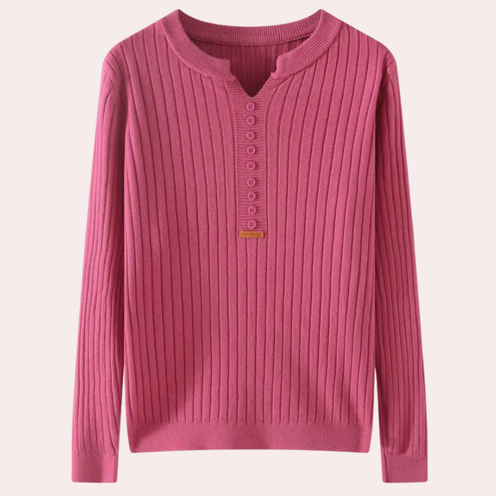 Sweter z dekoltem w serek z detalami na guziki dla kobiet - Marit