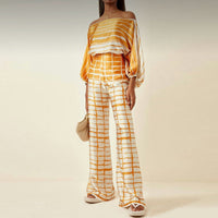 Two-Piece Satin Set with Pattern – Selena