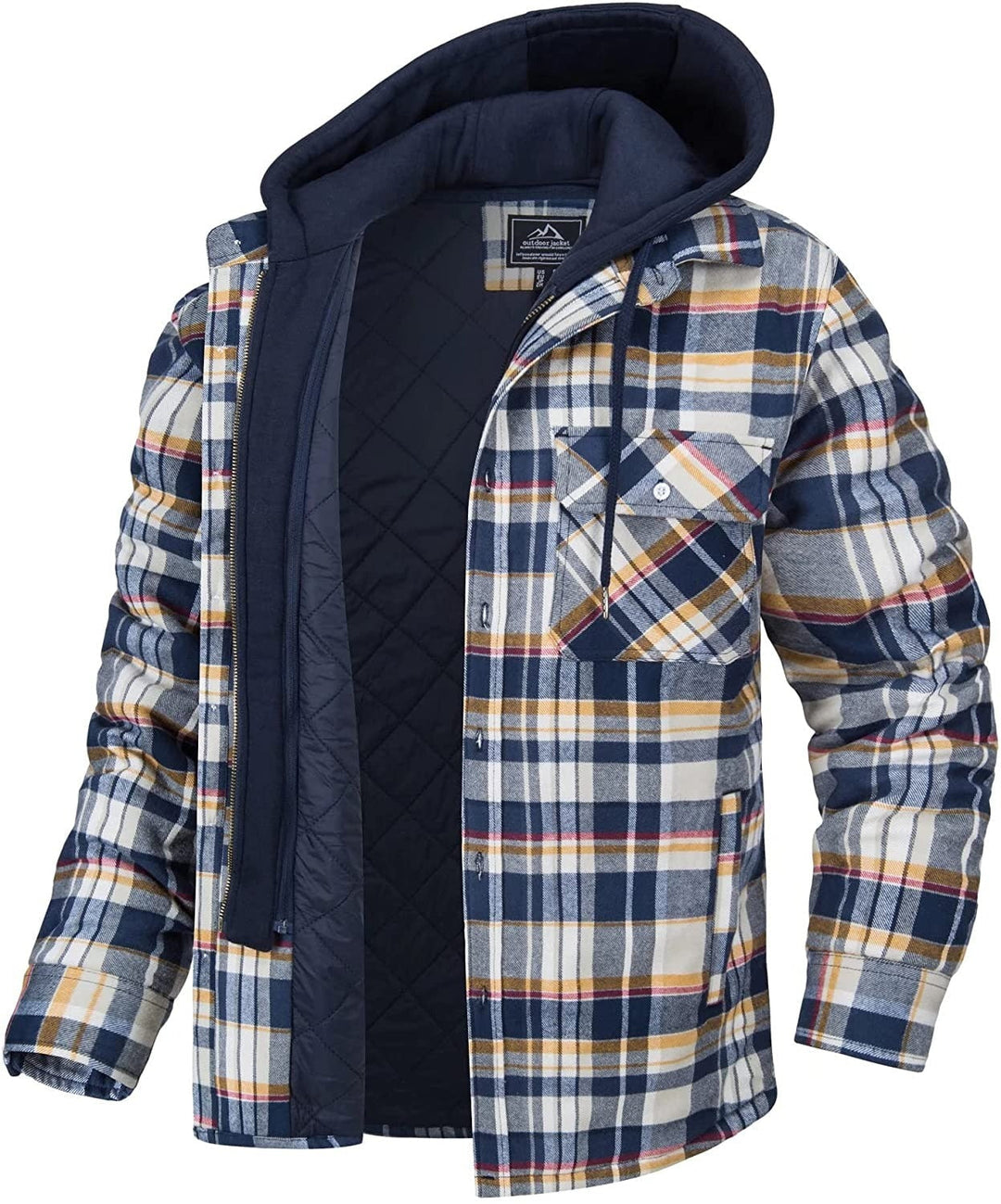 Plaid Men's Vest with Hood and Warm Lining - Ethan