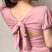 Trendy Pink Women's Top with Square Neckline - Celeste