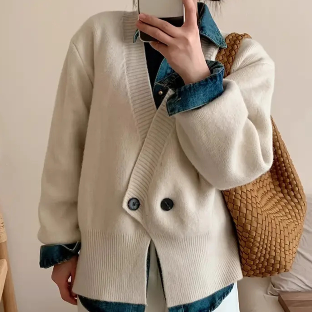 Stylish Beige Knitted Vest for Women - Vera