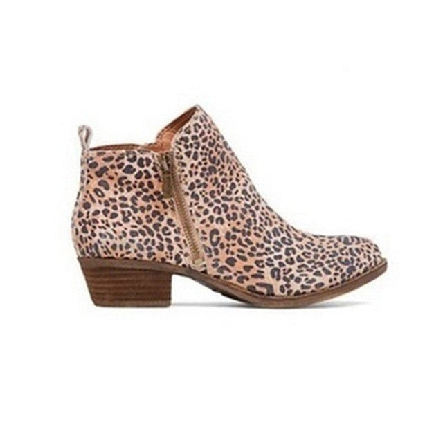 Leather Women's Ankle Boots with Block Heel and Side Zipper – Marit