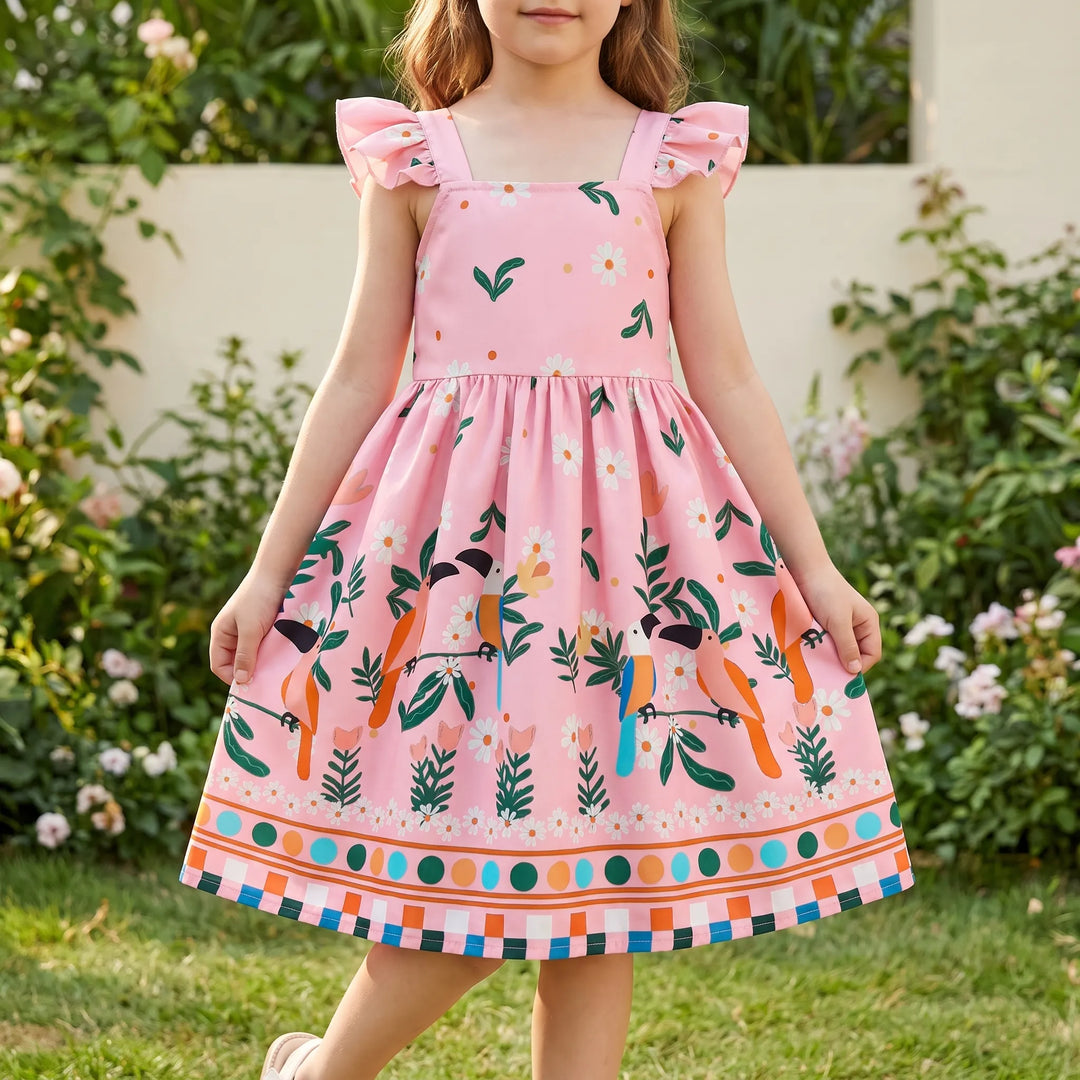 Zomerse Meisjesjurk Met Tropische Print - Tropela