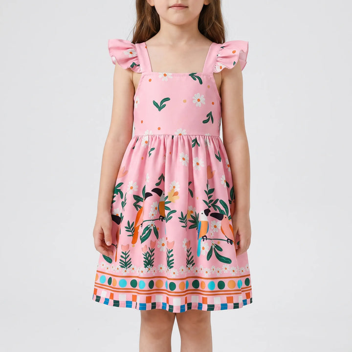 Zomerse Meisjesjurk Met Tropische Print - Tropela