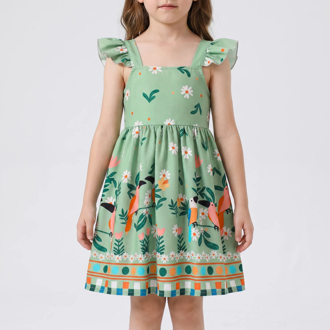 Zomerse Meisjesjurk Met Tropische Print - Tropela