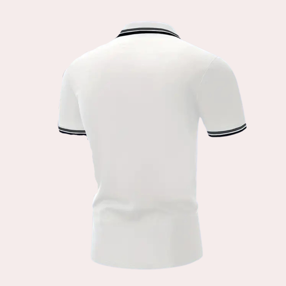 Trendy White Men’s Polo - Tiberius