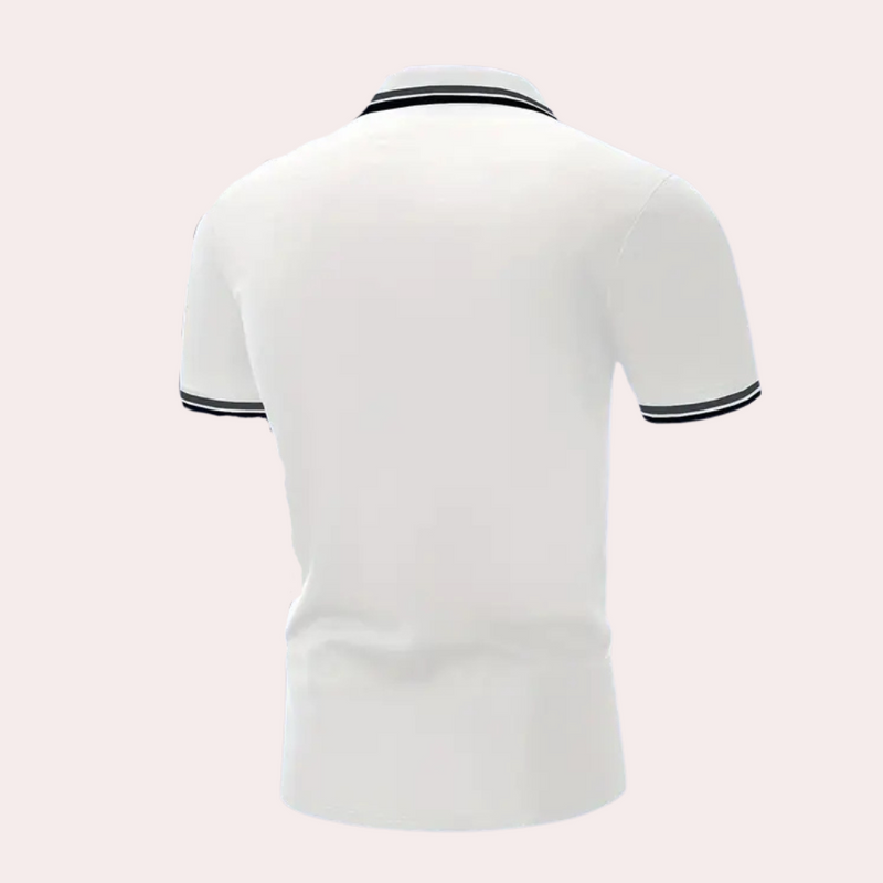 Trendy White Men’s Polo - Tiberius