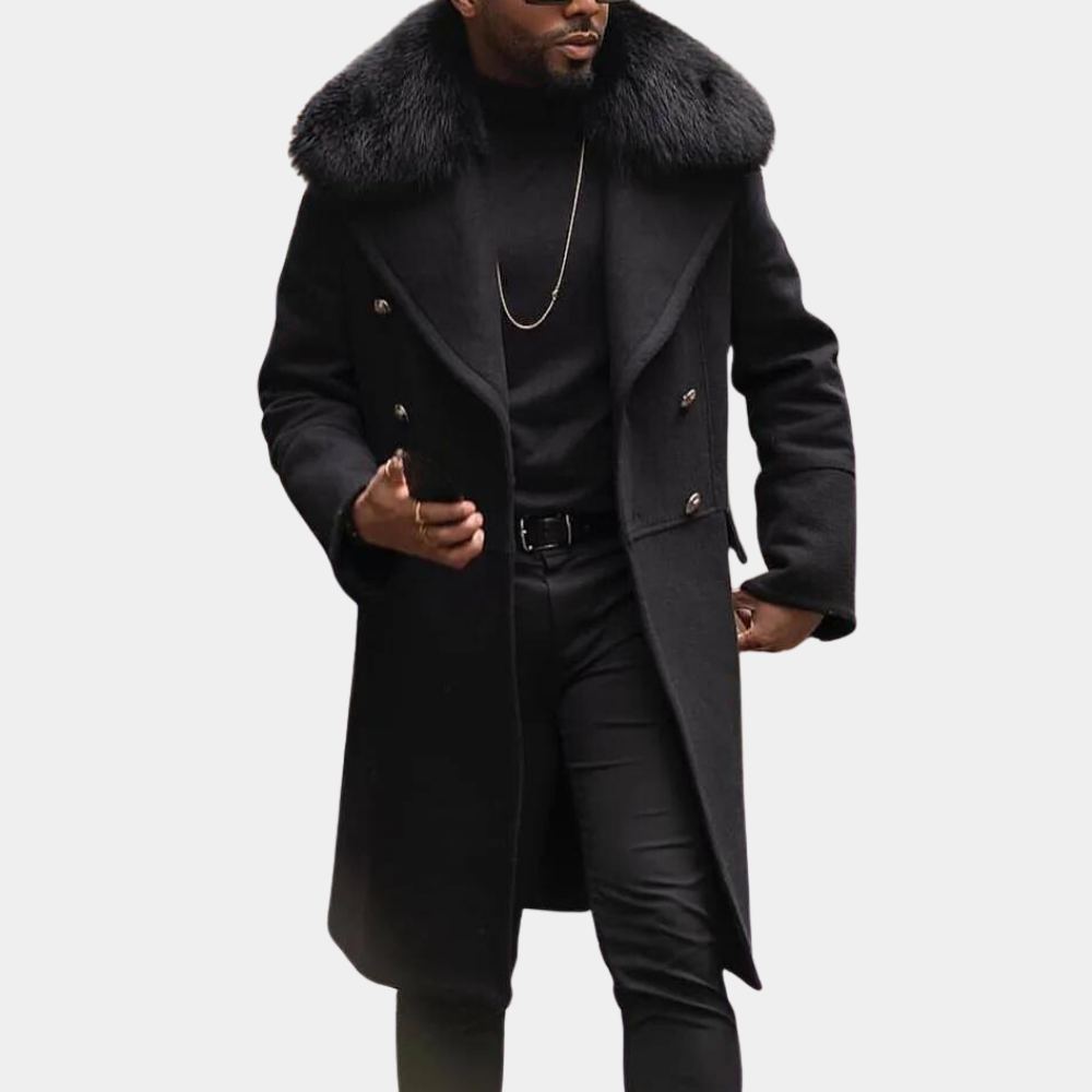 Stylish Warm Black Winter Coat for Men - Vincenzo