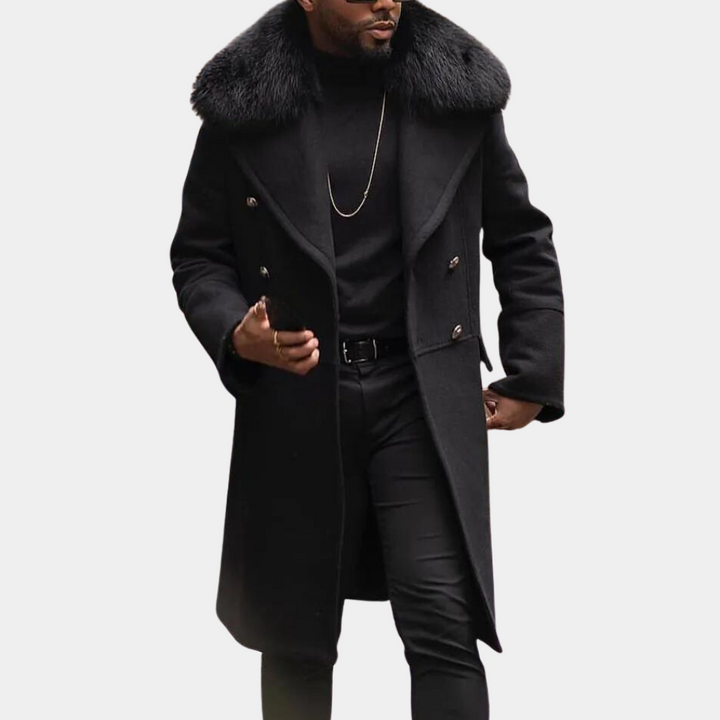 Stylish Warm Black Winter Coat for Men - Vincenzo