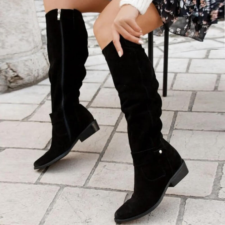 Women's boots in suede look with block heel – Elinor