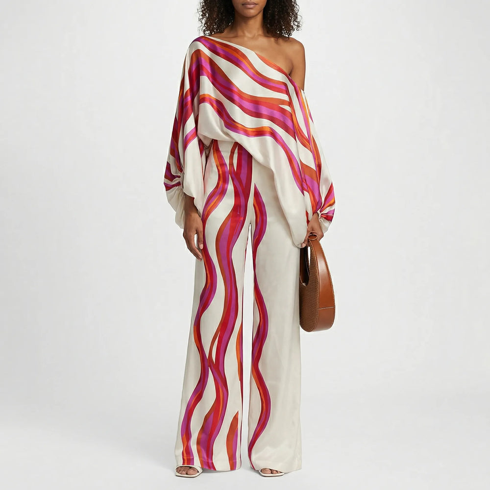 Zweiteiliges Set Mit Off-Shoulder-Top Und Weitem Schnitt - Fannie
