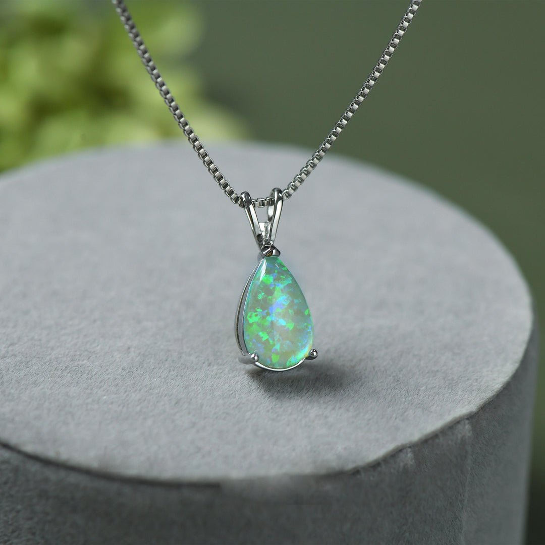 Minimalist Drop Opal Pendant Necklace - Selina