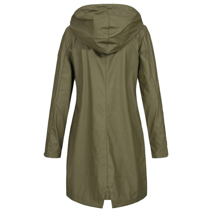 Lange Dames Herfstjas met hoge kraag & knoopsluiting – Leandra