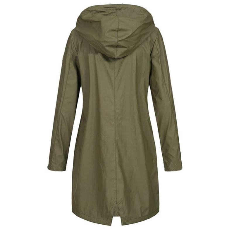 Lange Dames Herfstjas met hoge kraag & knoopsluiting – Leandra