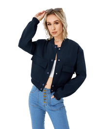 Lightweight Women's Bomber Jacket with Button Closure - Mira