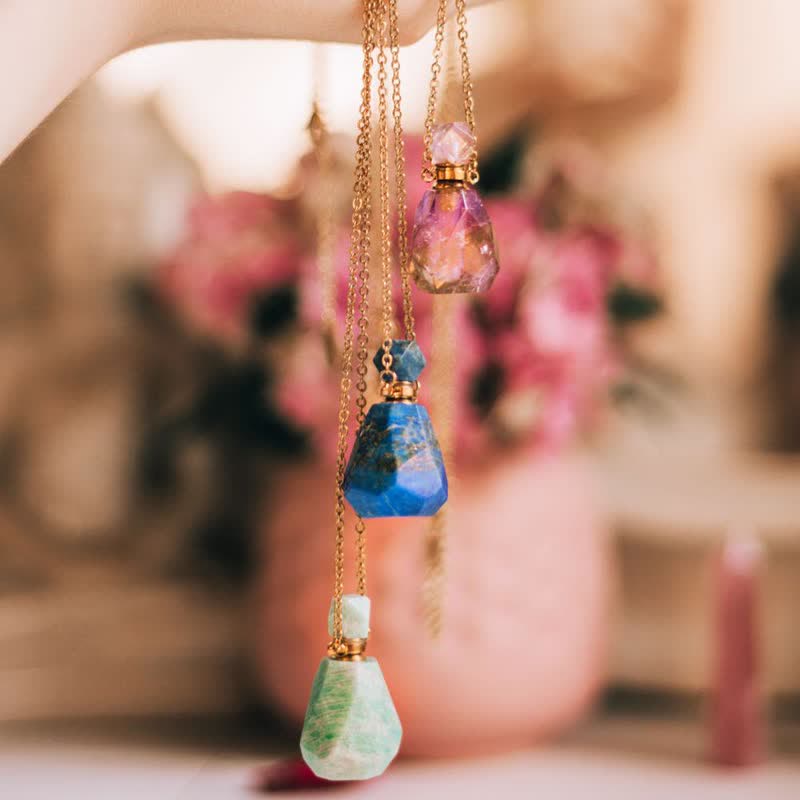 Crystal Perfume Bottle Necklace - Iris