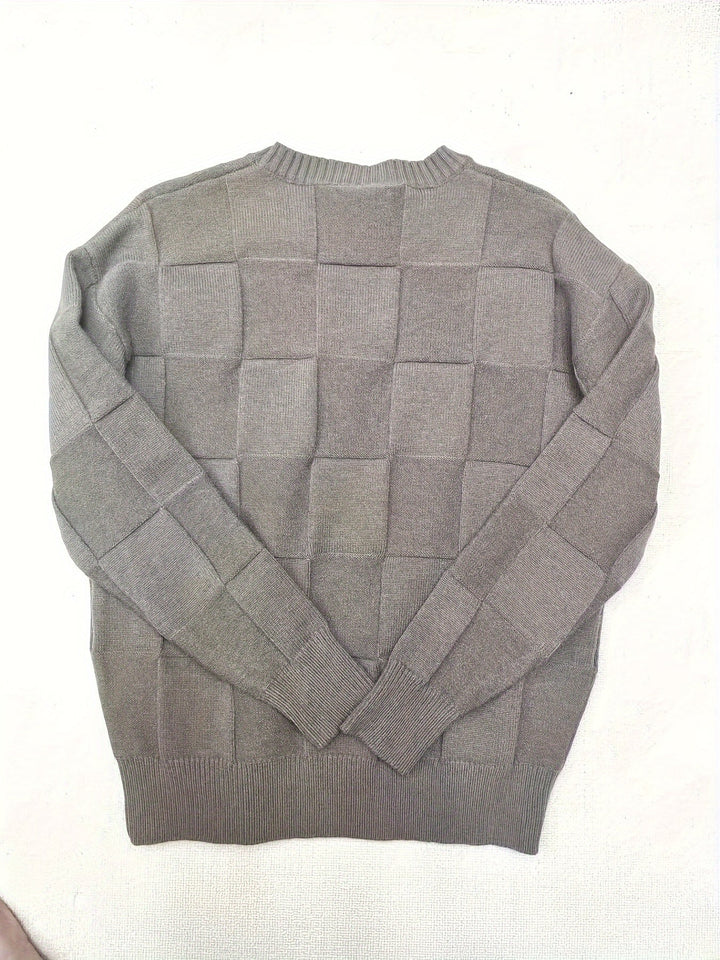 Knitted Sweater with Round Neck and Stretch - Caleb