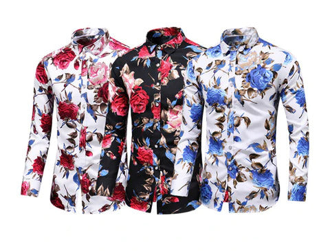 Trendy Bloemenprint Overhemd - Finn