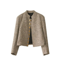 Khaki Vest met Lange Mouwen en Knoopsluiting - Elara