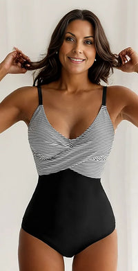 Striped swimsuit with adjustable straps – Leona