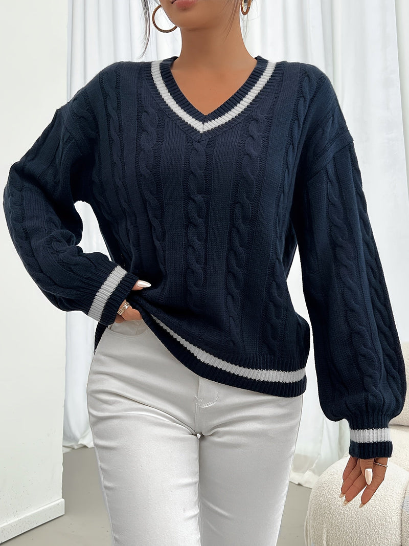 Cable-Knit Sweater with Refined Details - Aurora