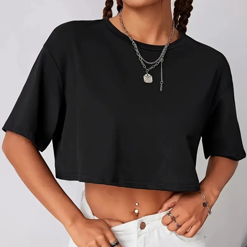Comfortabel Zwart T-shirt voor Dames - Livia