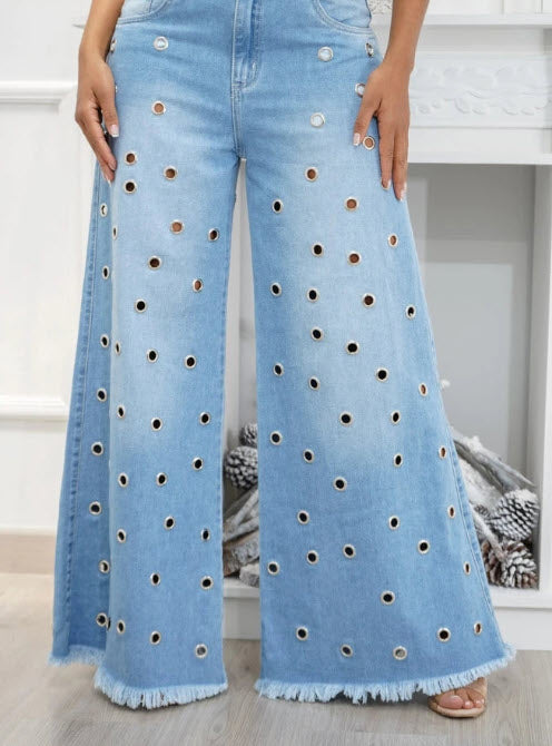 Retro Comfortable High-Rise Flared Jeans - Leona