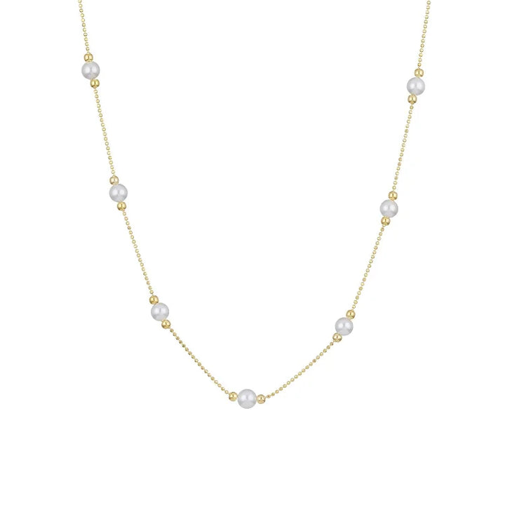 Timeless Gold Pearl Necklace - Serena