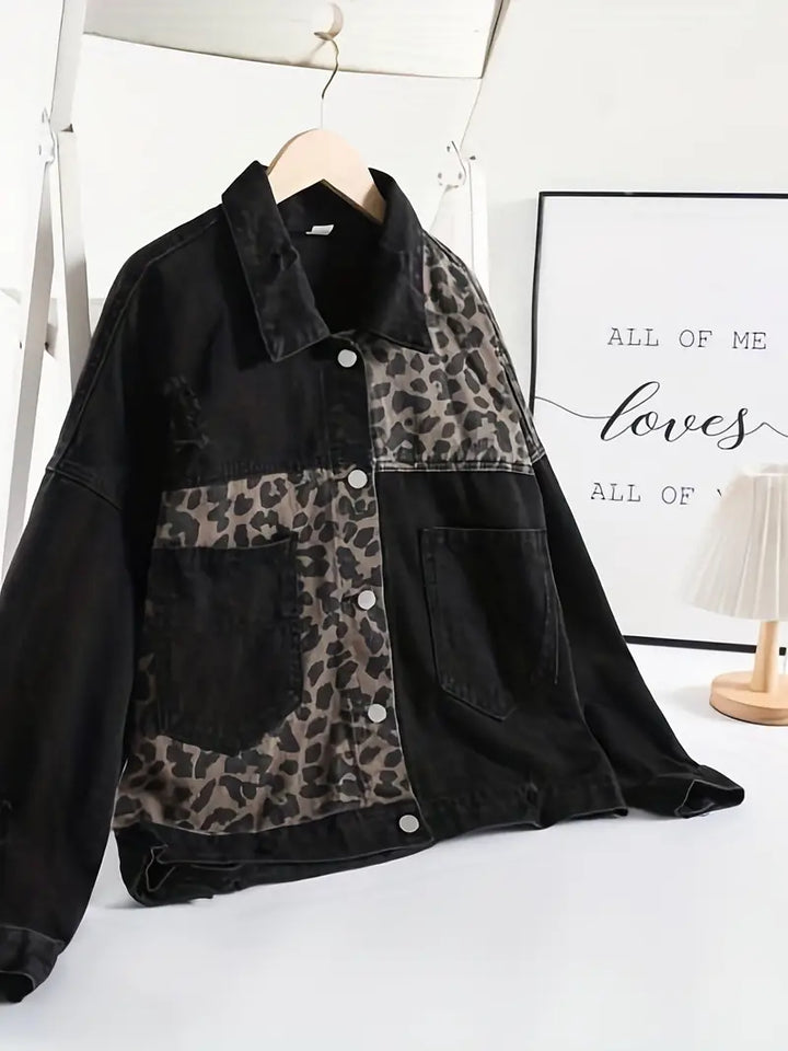 Wildly Chic Leopard Print Denim Jacket - Leona