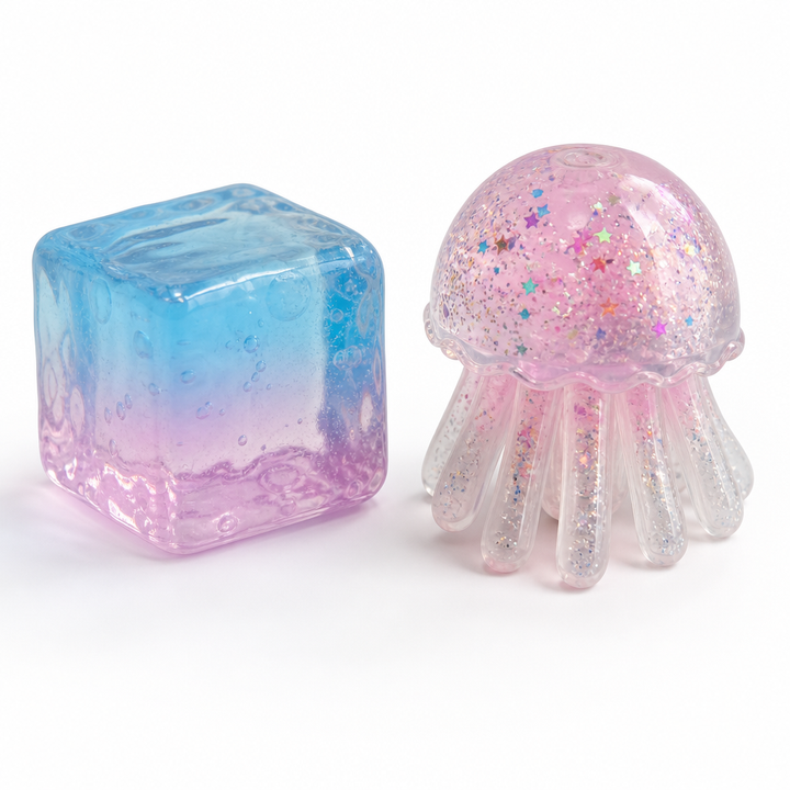 JellySquish ijsblokje en kwal squishy productfoto