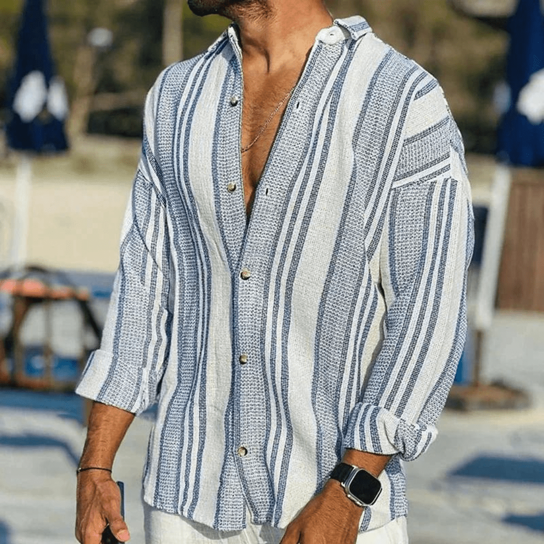 Airy men's summer shirt with button closure – Elias