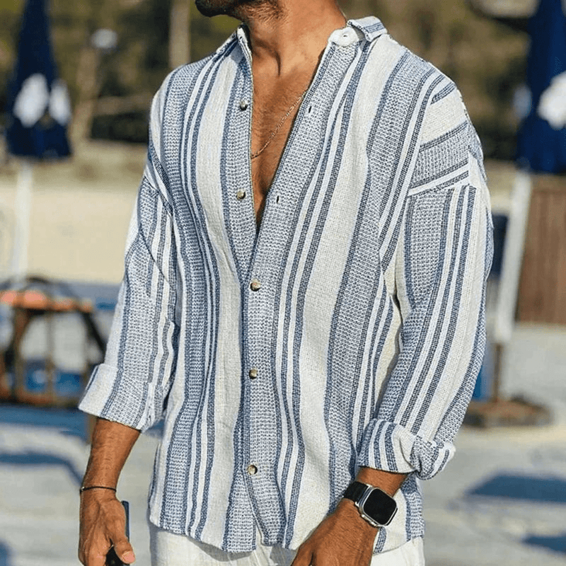 Airy men's summer shirt with button closure – Elias