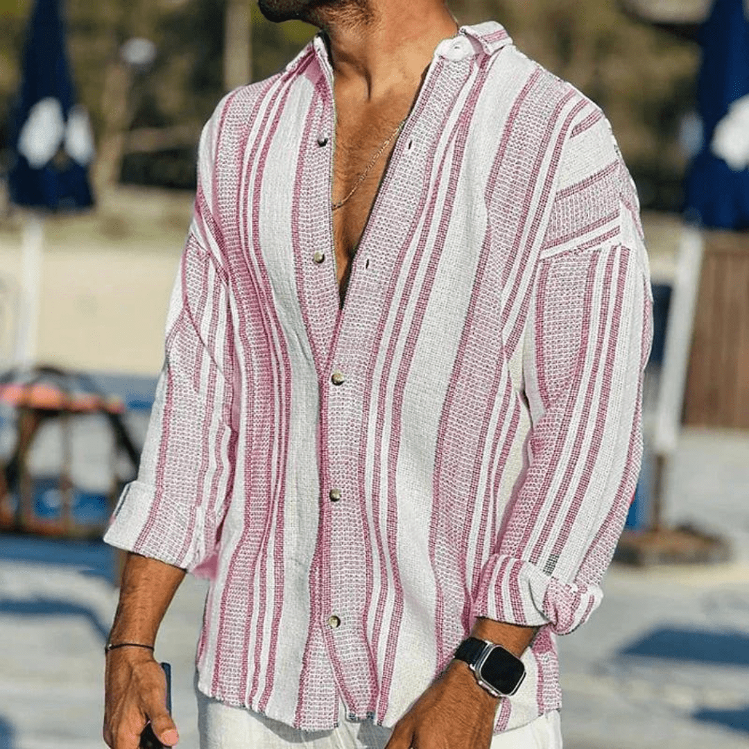 Airy men's summer shirt with button closure – Elias