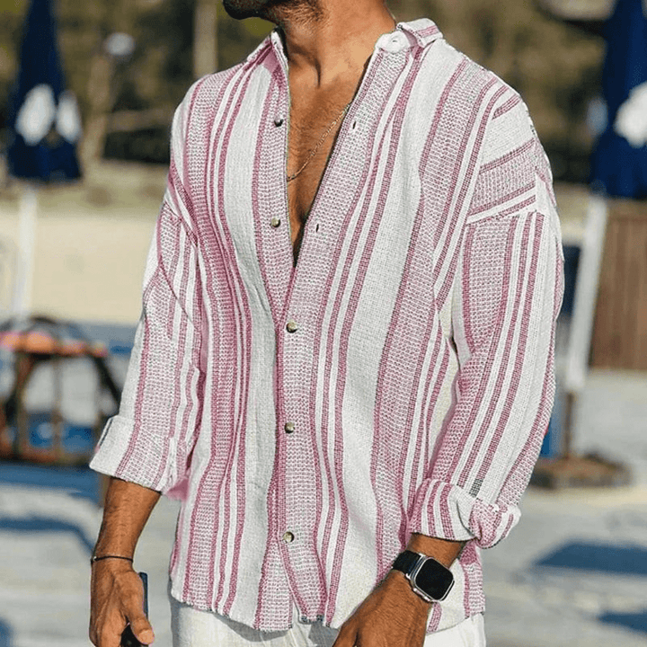 Airy men's summer shirt with button closure – Elias