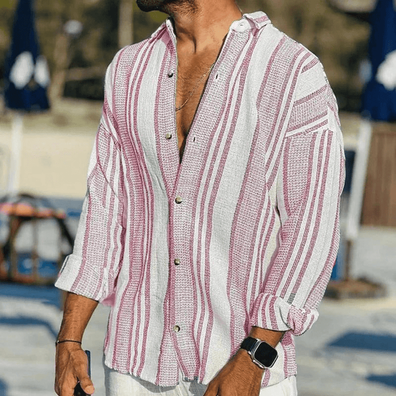 Airy men's summer shirt with button closure – Elias