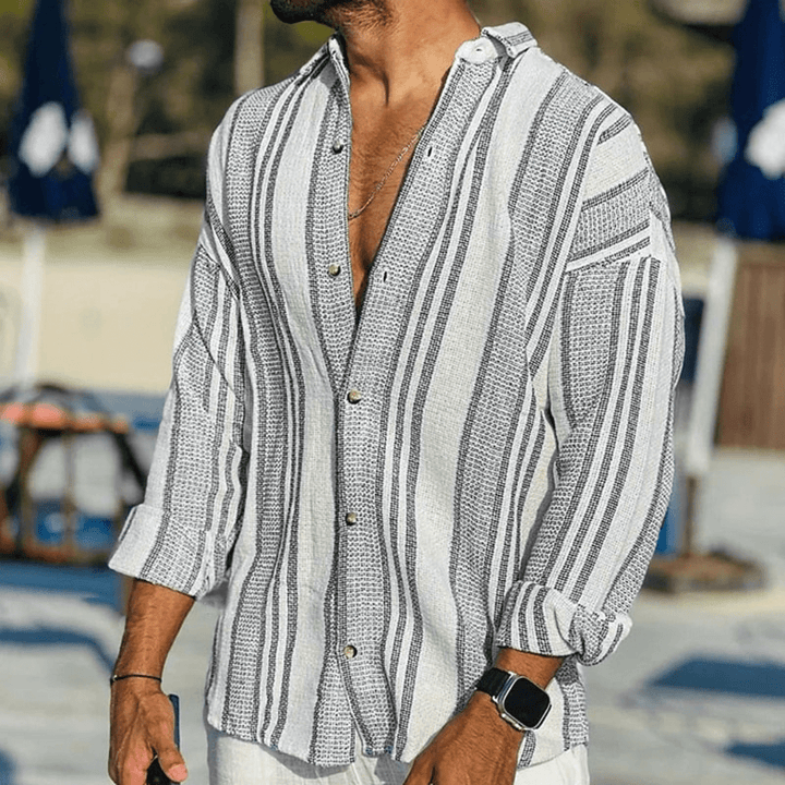 Airy men's summer shirt with button closure – Elias
