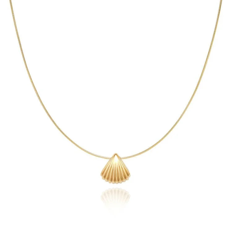 Gold Saint James Shell Flower Necklace - Lila