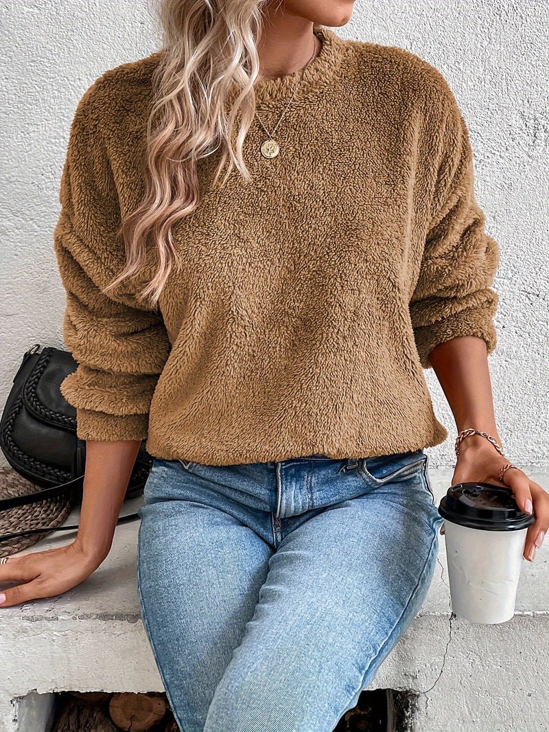 Comfortable Teddy Pullover Sweatshirt - Livia