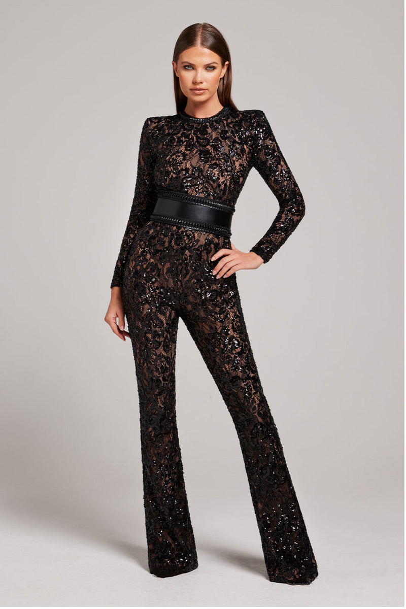 Elegant Evening Jumpsuit with V-Neck - Juliette