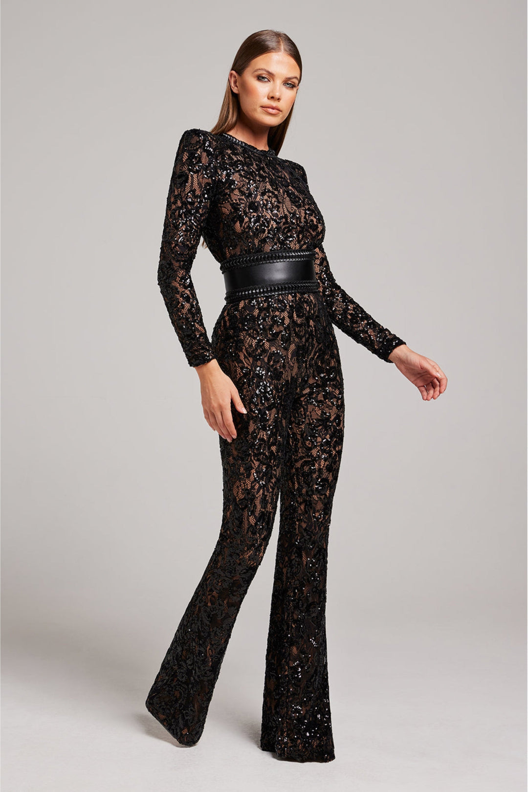 Elegant Evening Jumpsuit with V-Neck - Juliette