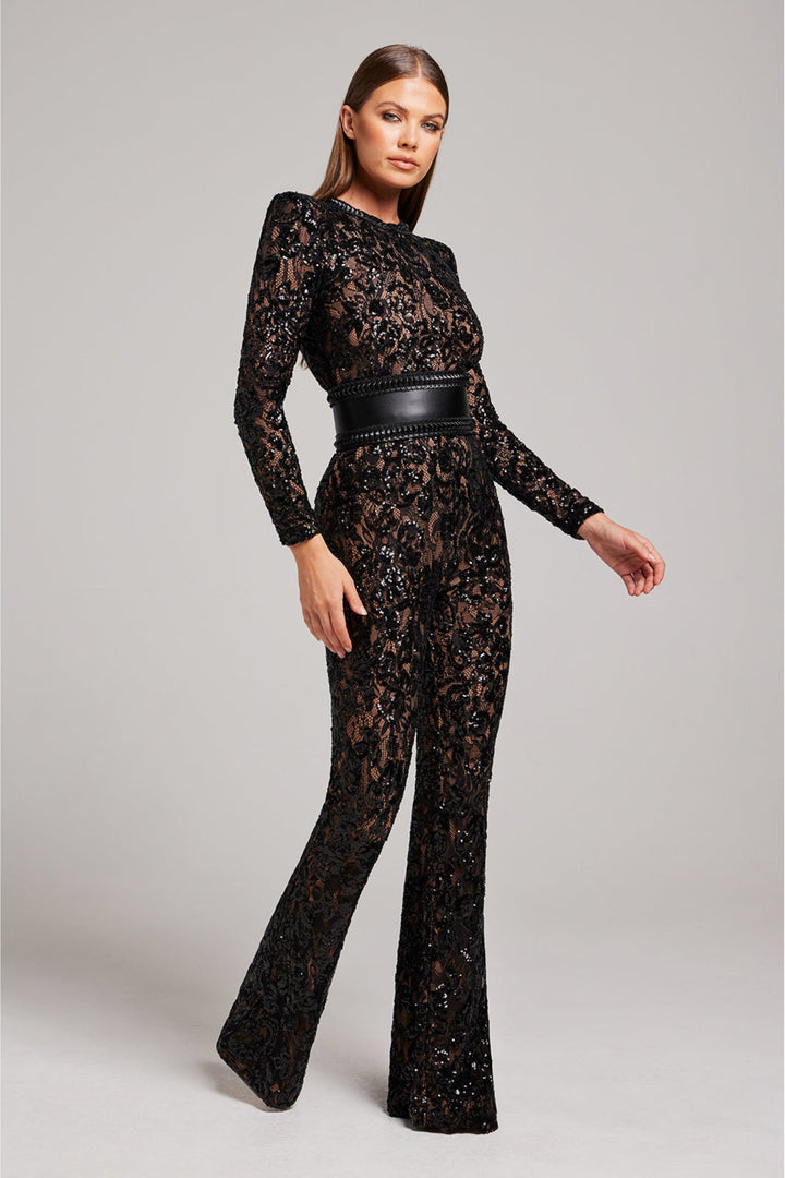 Elegant Evening Jumpsuit with V-Neck - Juliette