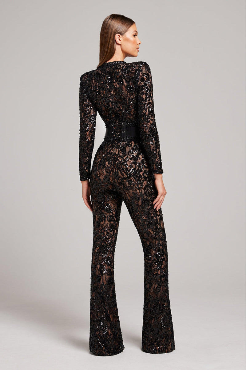 Elegant Evening Jumpsuit with V-Neck - Juliette