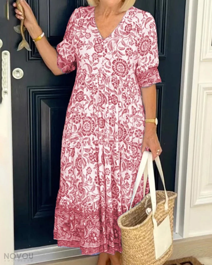 V-Neck Floral Dress – Soléna