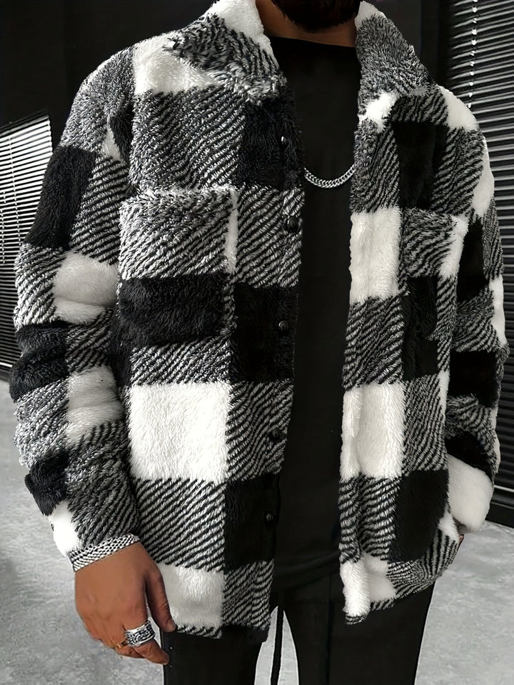 Heren Zwart Wit Geruit Fleece Jack - Riley