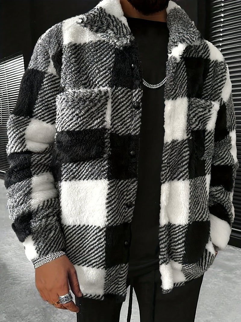 Heren Zwart Wit Geruit Fleece Jack - Riley