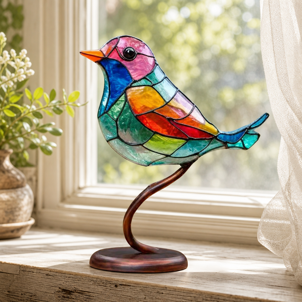 Decoratieve Vogels op Tak – Handgemaakt Beeld – Birdelle