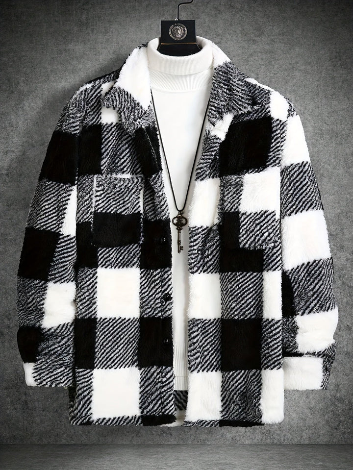 Heren Zwart Wit Geruit Fleece Jack - Riley